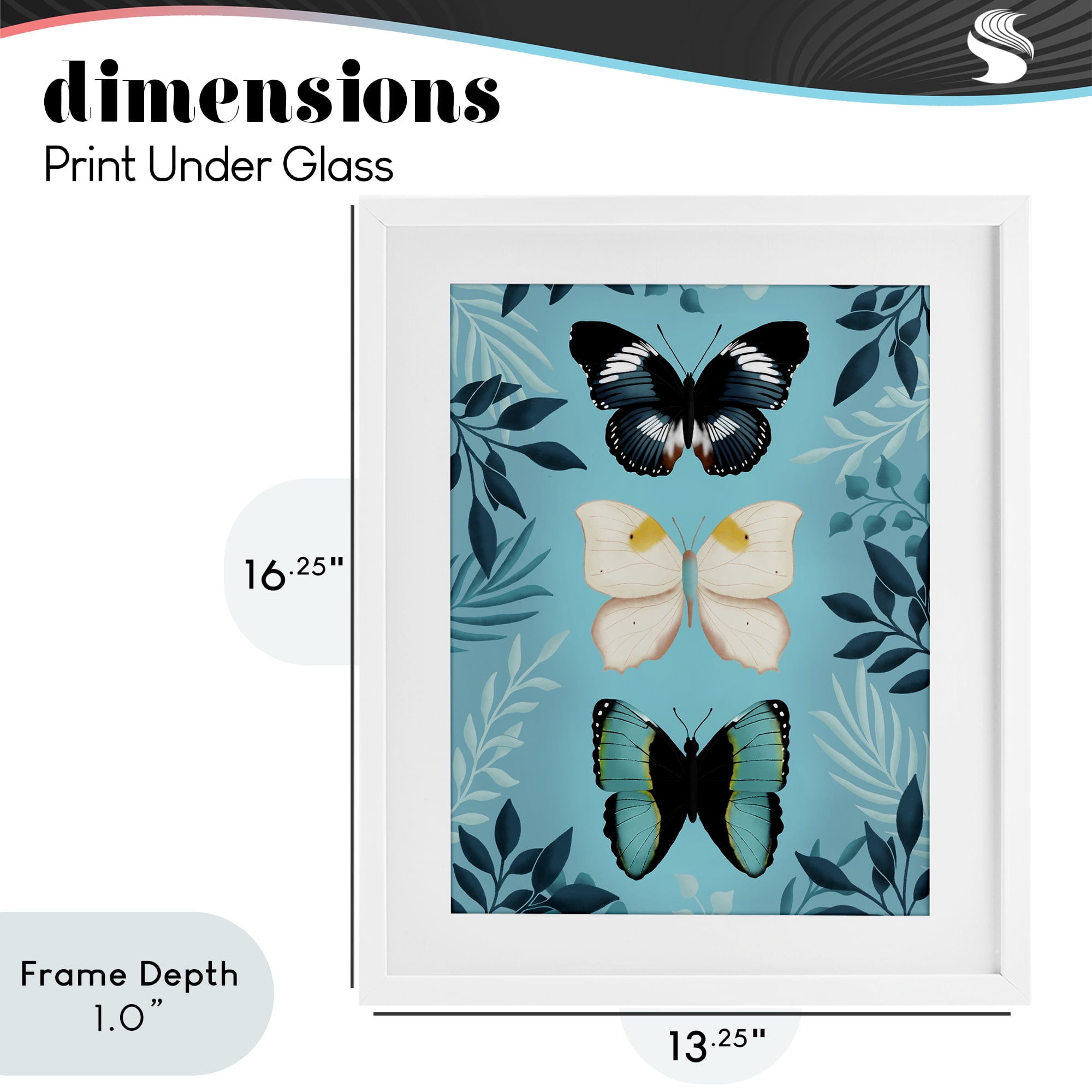 Stupell Industries Three Exotic Blue Butterflies White Framed Print Under Glass, design by Metka Hiti