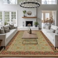 thumbnail image 3 of Large Area Rugs for Living Room Bedroom, Boho Geometric Abstract Floral 8'x10' Rug Washable Carpet Runner Indoor Outdoor, Vintage Ethnic Flower Textured Non Slip Floor Mats Rug for Kitchen, Patio, 3 of 8