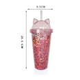 thumbnail image 6 of Dujiujun 420ml Water Cup Eye-catching Heat Resistant PS Lovely Water Drinking Straw Cup with Sequins for Home, 6 of 8