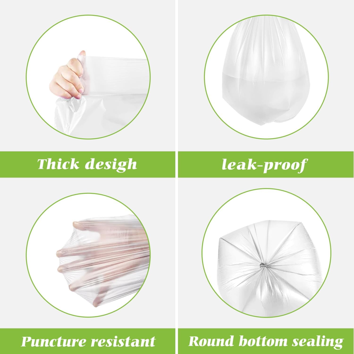 4 Gallon 330 Counts Strong Trash Bags Garbage Bags by , Bathroom Trash Can Bin Liners, Small Plastic Bags for home office kitchen (Clear)
