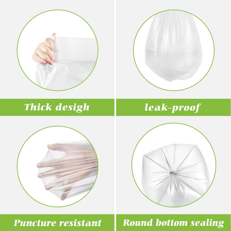 1.2 Gallon 180 counts Small Strong Trash Bags Garbage Bags by Teivio,  Bathroom Trash Can Bin Liners, Plastic Bags for home office kitchen, Clear