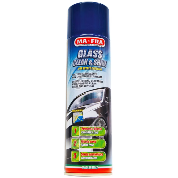 Mafra Glass Clean & Shine Spray, 500ML — streak-free auto glass and mirror cleaner