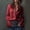 Red, variant on Shirts for Women Peplum Tops Collared Women's Solid Color Lapel Long Sleeved Zip-Front Blouse with Flounce Cuffs Shirt Red XL