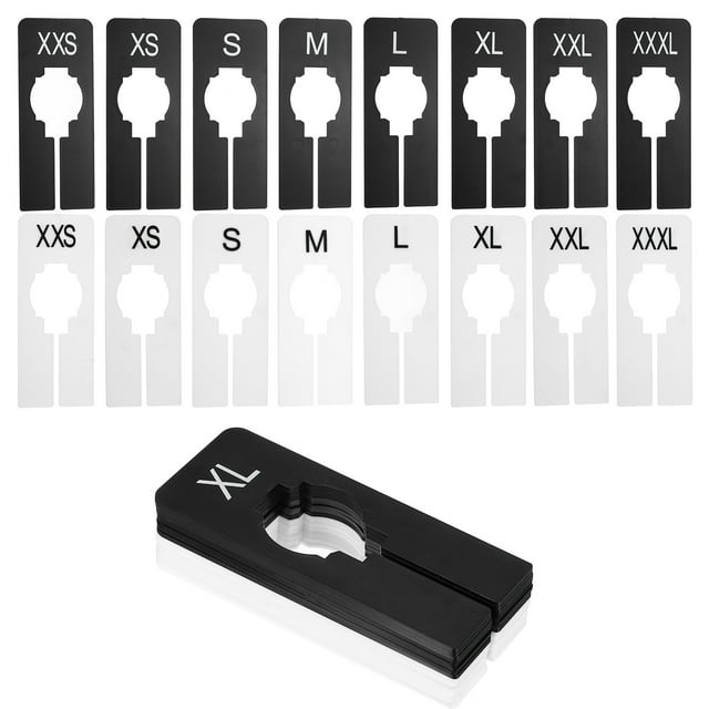 Divisores de Ropa Uxcell, Paquete de 16 Divisores Rectangulares para Estantes de Closet, Divisores de Tamaño para Ropa con Etiquetas en Blanco de 8 Tamaños, Blanco/Negro