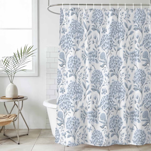 Blue Flower Waterproof Fabric Shower Curtain,Botanical Floral Vintage Wildflower Leaf Waterproof Fabric Shower Curtain for Bathroom Curtains Bathtubs Hotel Shower Curtains with 12 Hooks Small 36x72in