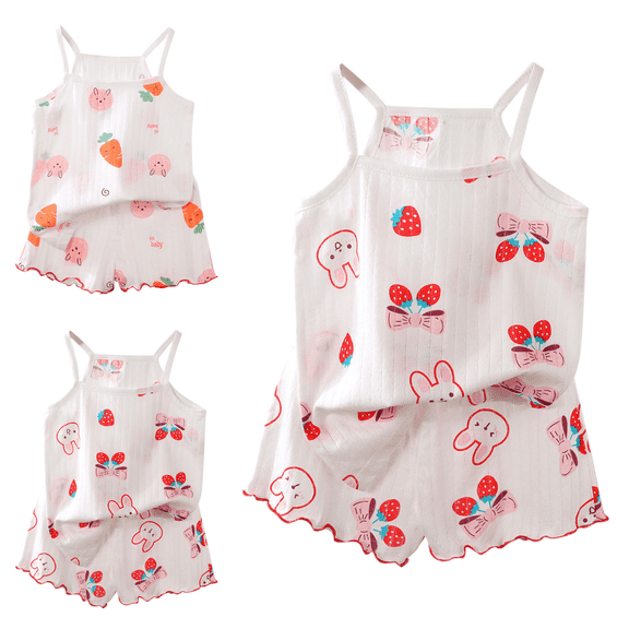 Lovzfmll 2-Piece Girl's Floral Tank Set, Sleeveless Top & Shorts, Casual Outfits for Toddler 1-2 Years