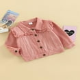 thumbnail image 3 of Kids Coat  Solid Color Turn-Down Collar Long Sleeve Ruffle Single-Breasted Jacket outerwear for Girls  1-6 Years, 3 of 8