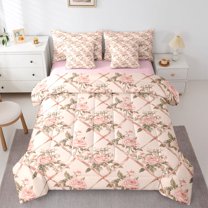 Castle Fairy Teens Rose Bedding Comforter Set,Spring Garden Flower King Bedding Sets