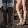 thumbnail image 5 of Women's Winter Warmer Knitted Cuffs Knee High Leg Warmer Socks Crochet Leggings Boot LIGHT GREY, 5 of 8
