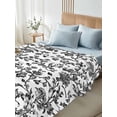 thumbnail image 5 of Black Flower Flat Sheet Only Twin Size, Soft Breathable Bed Top Sheets for Mattress, Vintage Farmhouse Boho Leaf Spring Plant Luxury Bedding Flat Sheets for Home Hotel Bedroom Bed Protection, 5 of 9