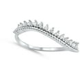 thumbnail image 4 of White Cubic Zirconia Wave Curve Thumb Tiara Ring .925 Sterling Silver Band Jewelry Female Size 5, 4 of 4