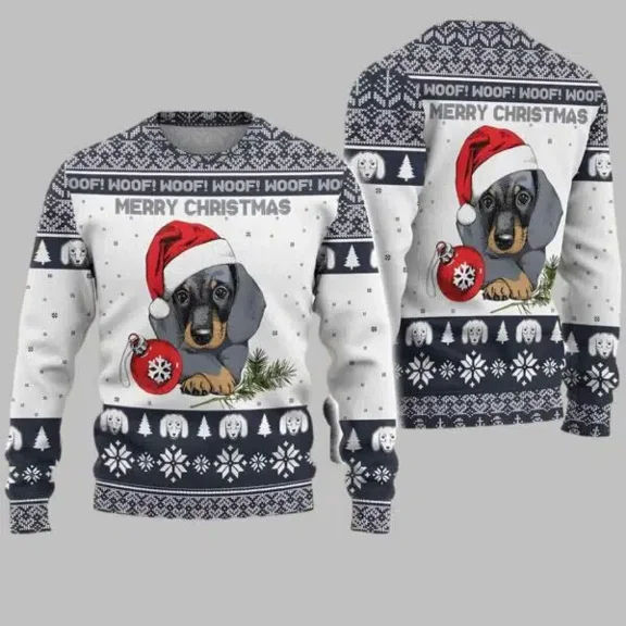 Dachshund 3D Christmas Sweater