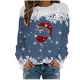 thumbnail image 1 of Fgnfyis Chandails en Molleton de Sport Décontractés à Manches Longues Raglan Col Rond Imprimé Flocon de Neige Rouge de Noël pour Femmes Doublé Bleu TTG, 1 of 4