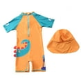 thumbnail image 3 of GYRATEDREAM Toddler Boys One Piece Zip Sunsuits with Sun Hat UPF 50+ Kid Beach Swimsuit 5-6 Years, 3 of 3