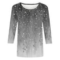 thumbnail image 4 of CYMMPU Floral Printed 3/4 Sleeve Summer Trendy Shirts Tunic Tops Round Neck Spring Tops Loose Fit Blouses for Women Dressy Casual Lightweight Basic Tees Dark Gray L, 4 of 5
