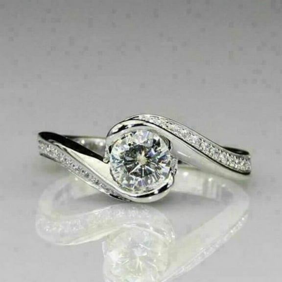 1.25 ct Round Cut Solitaire Engagement Ring Sterling Silver Promise Ring Wedding Jewelry Valentine Gift for Her