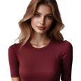 thumbnail image 2 of Playera De Mujer En Ribb Manga Corta Cuello Redondo Slim Fit, 2 of 4