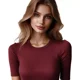 thumbnail image 2 of Playera De Mujer En Ribb Manga Corta Cuello Redondo Slim Fit, 2 of 4