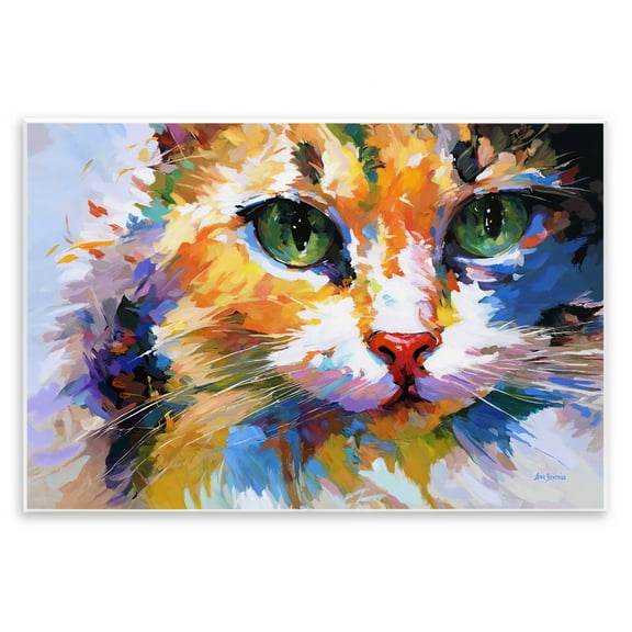Stupell Industries Manx Cat Gaze Animals & Insects Painting Unframed Art Print Wall Art, 15 x 10