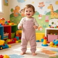 thumbnail image 2 of BOOMNY Toddler Girls Overalls Solid Sleeveless Jumpsuits for Kids Soft Baggy Fall Playsuits, 2 of 6