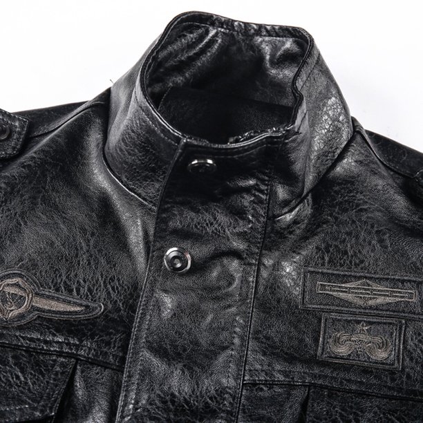 Mens Fashion Jacket Pure Color Zipper Stand Collar Imitation