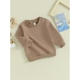 thumbnail image 3 of Loicainy Toddler Baby Boy Girl Solid Color Sweatshirts 6 12 18 24 Months 2T 3T Long Sleeve Crewneck Pullover Fall Tops, 3 of 9