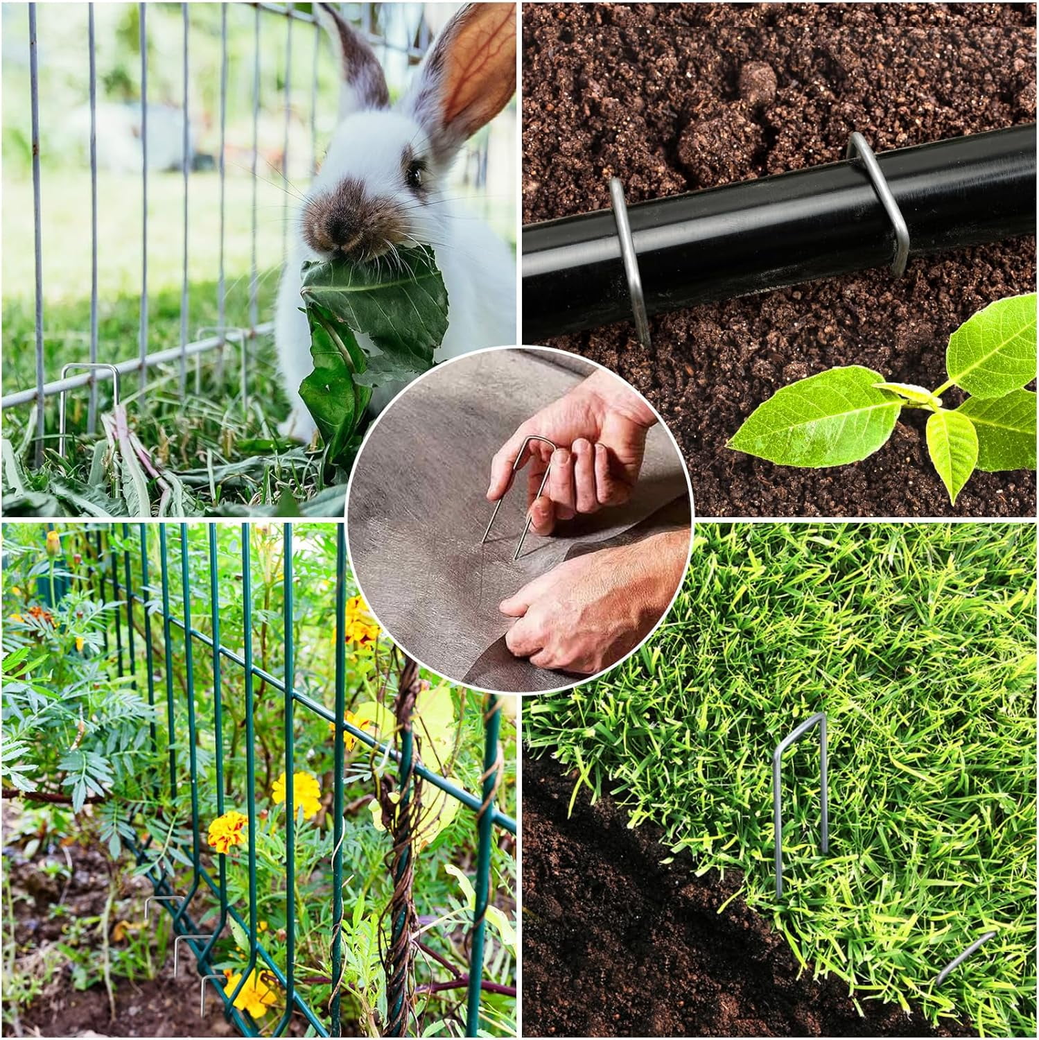Landscape Staples, Garden Stakes Galvanized Tent Stakes Heavy Duty SOD Landscaping Fabric Pins for Plant Cover, Turf, Fence
