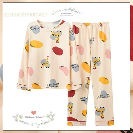 

QWZNDZGR Spring Autumn Elegant Women s Pajamas Sets Pyjamas Long Sleeved Print Cotton Sleepwear Lady Pijamas Homewear Nightgown Fashionn