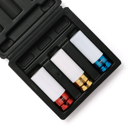

CASOMAN 1/2-inch Drive Wheel Protector Impact Socket 1/2 Thin Wall Deep Impact Socket Set Plastic Sleeve Lug Nut 3 Pieces Set 6 Point Metric CR-MO 17mm 19mm 21mm
