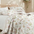 thumbnail image 3 of Exclusivo Mezcla Floral California King Size Quilt, Faint Yellow Cal King Quilt Bedding Set with Pink Lily Pattern, Reversible Lightweight Bedspreads Coverlets (112"x104"), 3 of 6