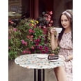 thumbnail image 4 of nqOlkjepod Colorful Botanical Round Tablecloth, Fitted Table Cover with Elastic for 36"-44" Round Tables, Rainbow Color Leaves Spring Summer Table Cloth Outdoor Dinning Party Waterproof Tablecloths, 4 of 6