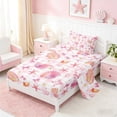 thumbnail image 2 of Manfei Cartoon Pink White Seashell Starfish Bow Heart Twin Sheet Sets for Kids Girls, Sea Animal Bedding 3 Pieces, 1 Flat Sheet, 1 Fitted Sheet and 1 Pillowcase, 2 of 6