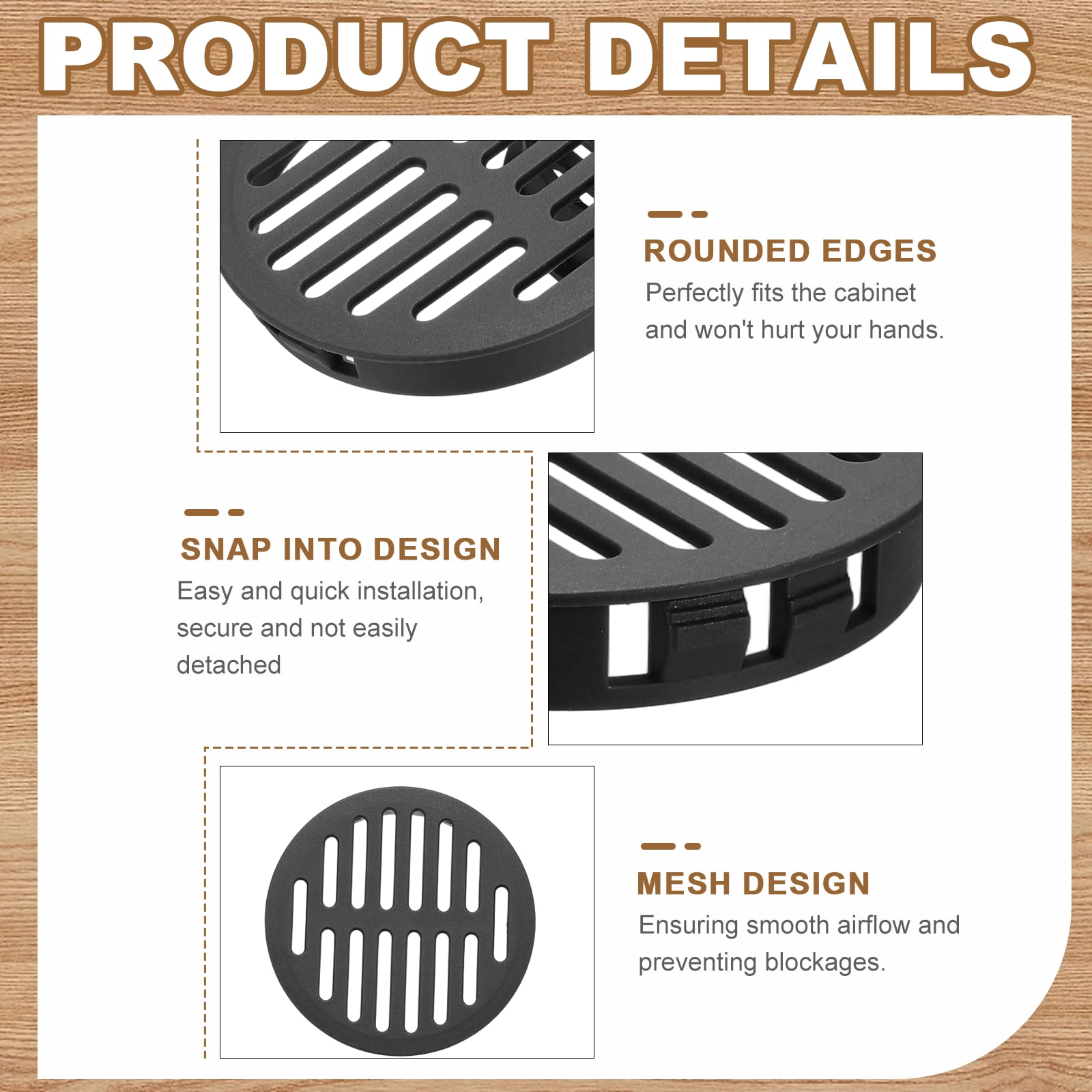 Uxcell 25pcs Round Cabinet Vent 3.15" (80mm Openings) Plastic Circular Soffit Exhaust Vent Soffit Louver Vent Mesh Hole for Bathroom Home Office Kitchen Cabinet Wardrobe, Black