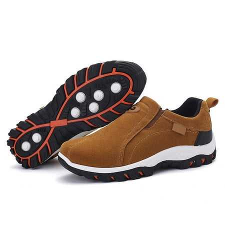 

TALENT Casual Shoes Men S Slip-On Walking Shoes Casual Breathable Anti Slip Shoes With Rubber Sole Fashionable(Brown 46)