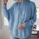 thumbnail image 2 of Suéter de punto con manga de murciélago y cuello redondo Gibobby para mujer Azul M, 2 of 4