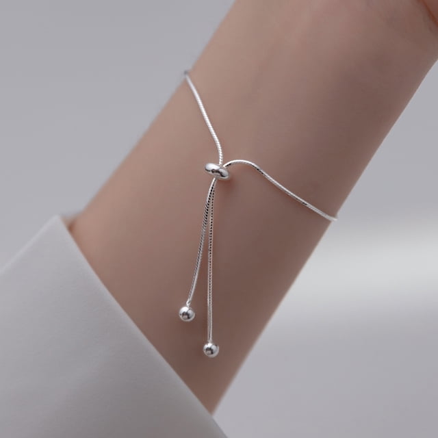 Pulsera de hueso de serpiente con cuentas ligeras de estilo coreano de verano de plata S925, joyería ajustable con temperamento simple