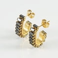 thumbnail image 1 of Nvzi Conjunto versátil en forma de U con pendientes llenos de diamantes y circonitas, pendientes y pendientes con diseño de nicho de acero de titanio (negro), 1 of 4