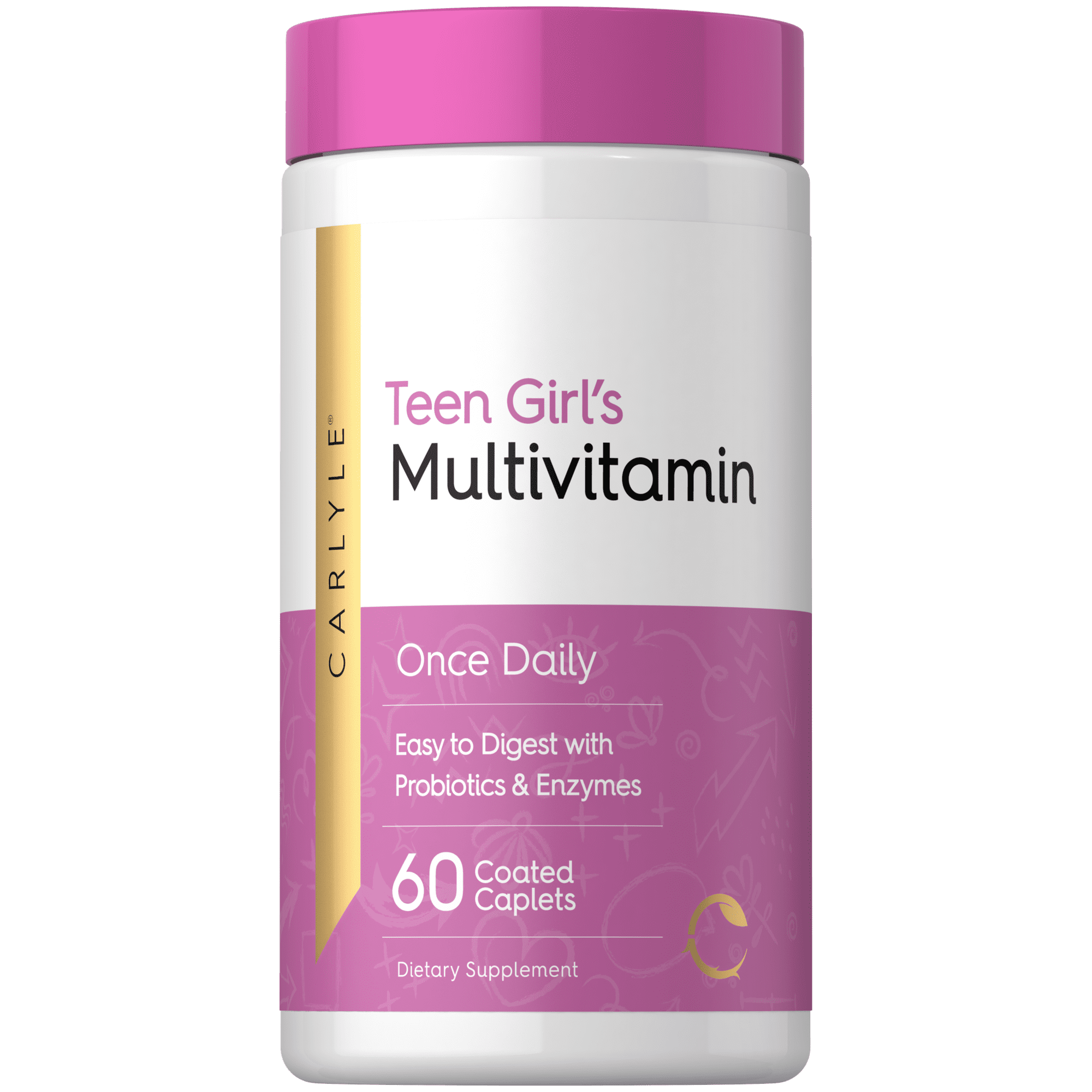 Teen Multivitamin for Girls | 60 Caplets | Easy to Digest with Probiotics & Enzymes | by Carlyle