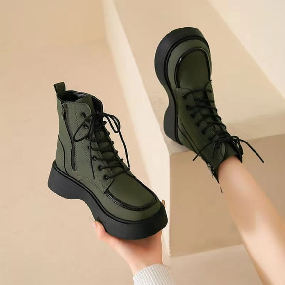 Cameland Fall And Winter Plus Velvet European And American British Style Women's Shoes Lace-up Mid-calf Comfortable And Handsome Korean Style Fashion Boot