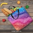 thumbnail image 5 of Hirioo Rainbow Glitter Cute for Tote Bag for Women, Quilted Shoulder Bag with Zipper, Large Capacity Handbags for Casual, Travel, Work, 5 of 7