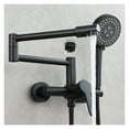 thumbnail image 2 of Fodable Kitchen Faucet Brass Black Kitchen Sink Mixer Tap Hot & Cold Wall Mounted With Spray Gun Rotating Sink Mixer, 2 of 7
