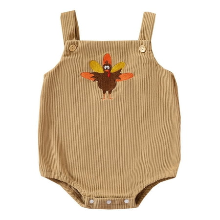 

Boys Girls Sleeveless Thanksgiving Cake Turkey Print Romper Bodysuit For Children Clothes Matching Kids Outfits Baby Onesies 3-6 Months Baby Gifts