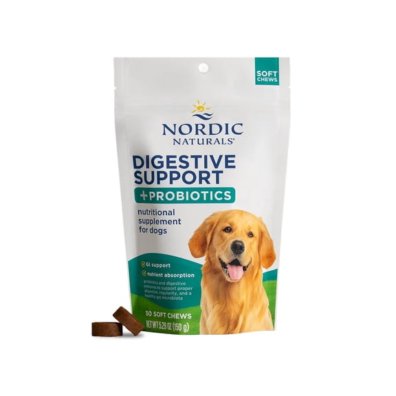 Nordic Naturals Pet Digestive Support with Probiotics, Bone Broth Flavor - 30 Soft Chews