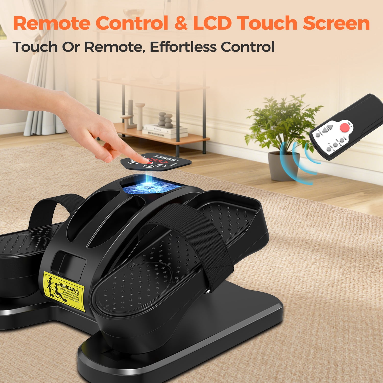 Under Desk Elliptical - Leg Exerciser Machines for Seniors, Seated Elliptical with Remote Control, LCD Display Electric Elliptical Trainers for Home, Ellipse Leg Exerciser with Pedal Straps, Giftable