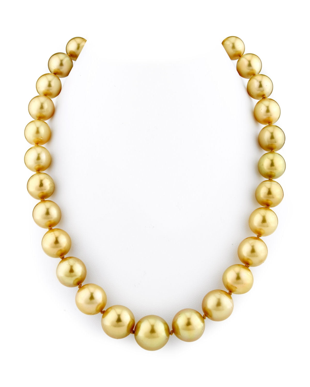 14K Gold 11-15mm Golden South Sea Cultured Pearl Necklace AAAA Quality, 16" Choker Length by The Pearl Source
