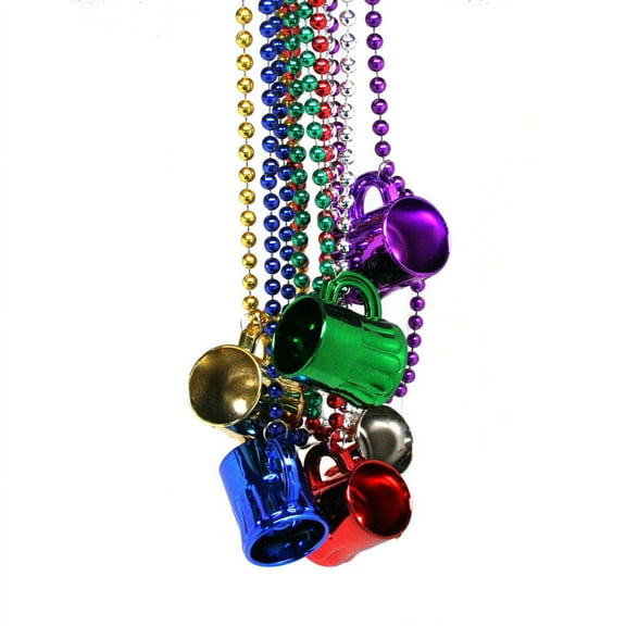 Rhode Island Novelty Mardi Gras Mug Shot Glass Beads 12 Necklaces