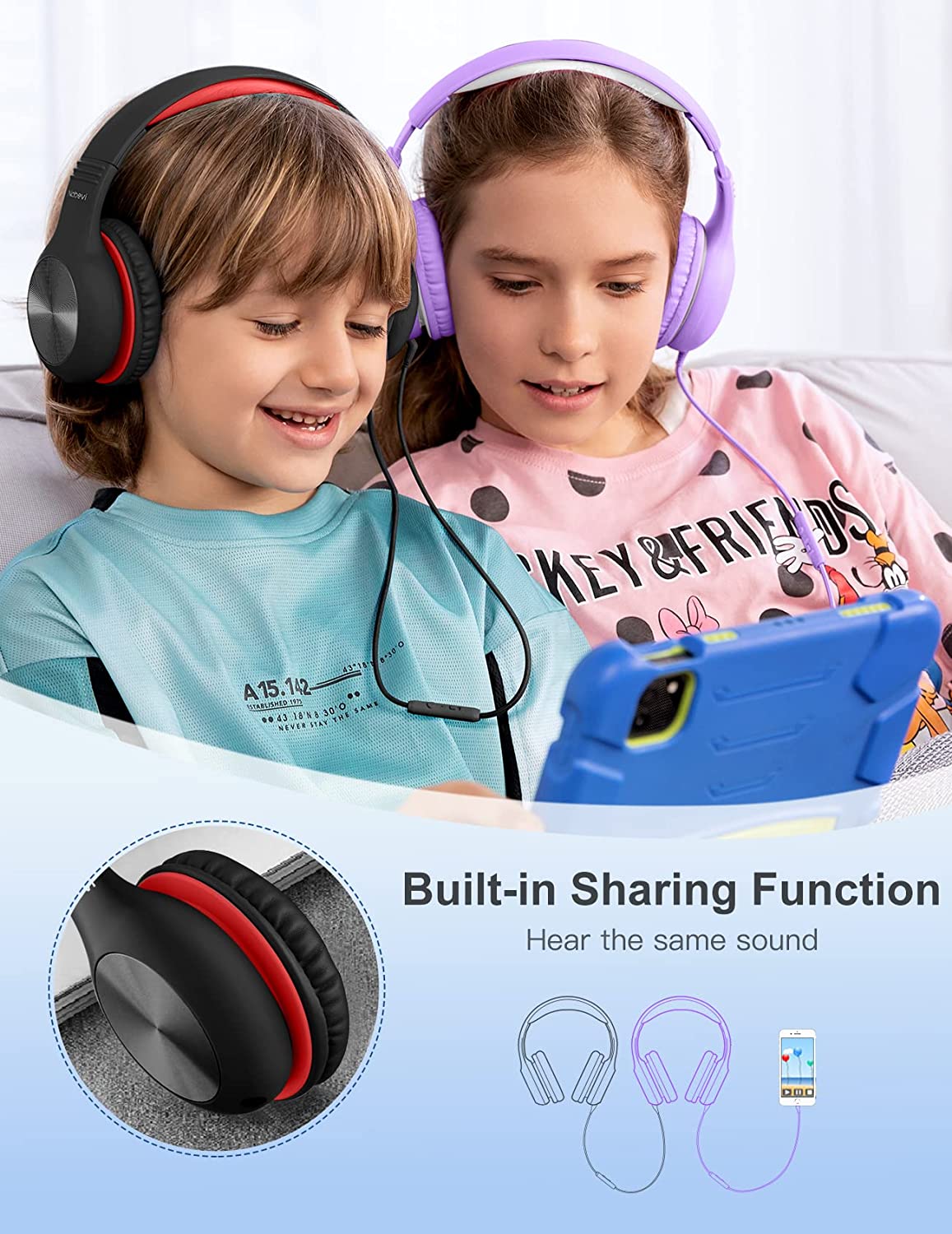 Comvin Kids Headphones with Cord - Foldable Wired Design photo 4