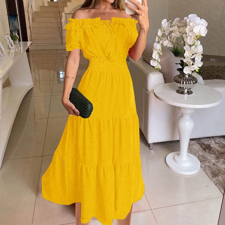 slim fit dress slacks A Line V Neck Open Back Yellow Prom Dress with Leg Slit, Yellow V Neck –  jbydress main image 1