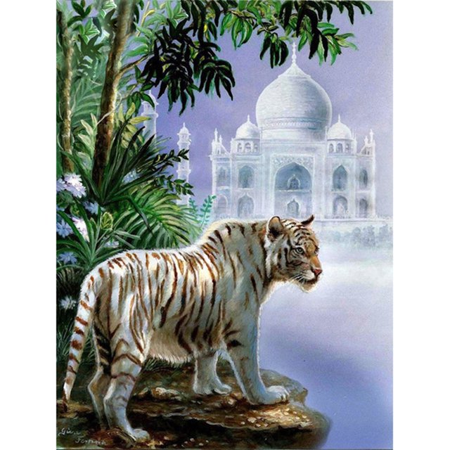 Taladro diamante pintura (DE3061) 5D DIY completo tigre punto de cruz bordado mosaico Kit 50x70cm Hugtrwg Para estrenar