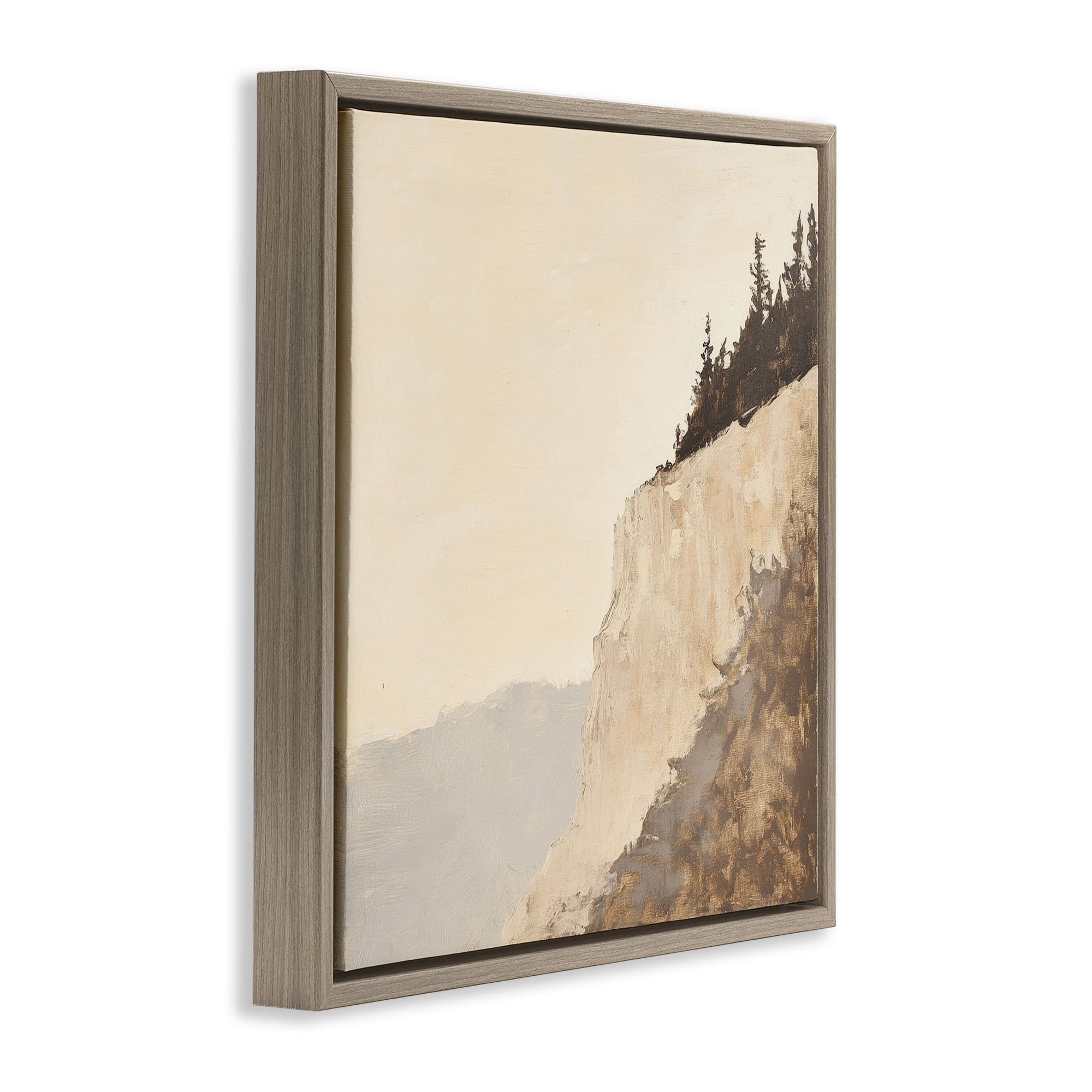 Stupell Industries Serene Cliffside Vista Brown Framed Floater Canvas Wall Art, design by Petal Prints Design